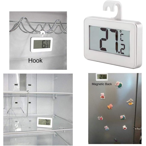 Kyl- och frystermometer (Vit) 2-pack med hängkrok