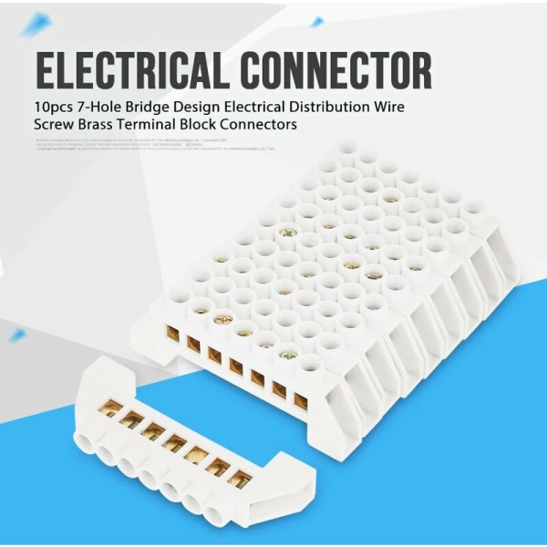 10 stk. Klemmblokker, 7-polet elektrisk tilkoblingsklemme,