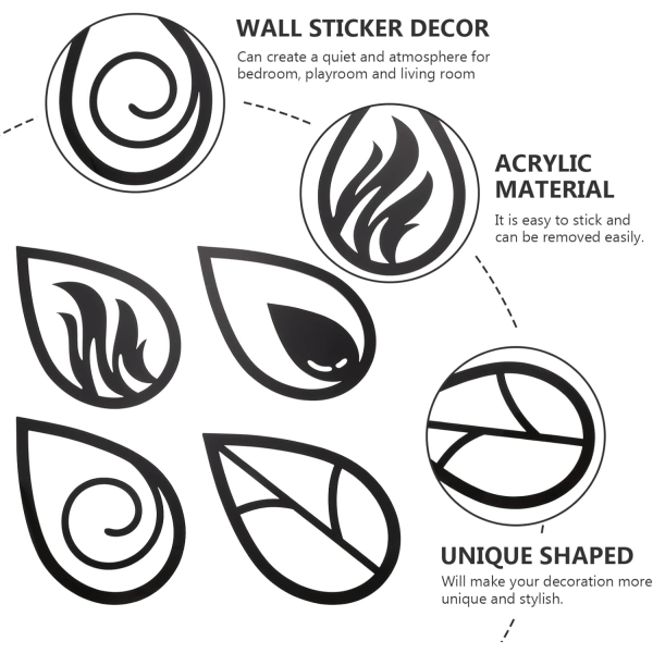 Fire Element Metal Wall Art: Jord Vann Luft Brann Symbol Skilt 4p