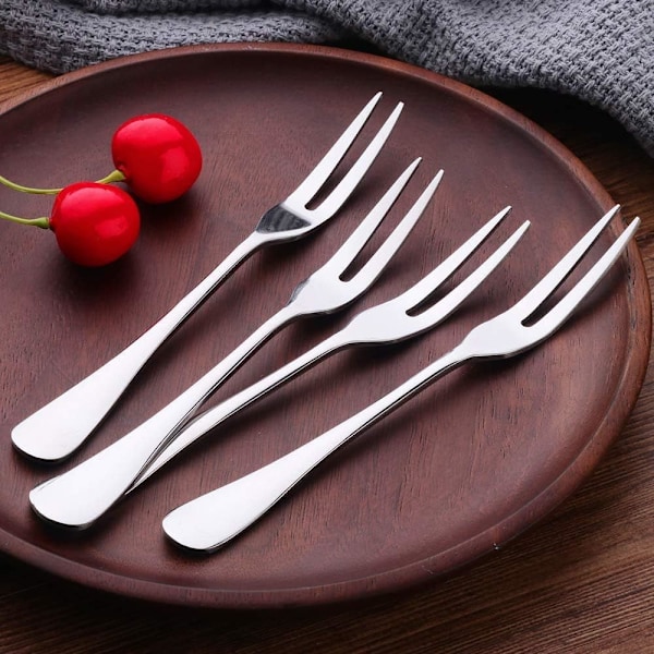 12-delt gaffelsett i rustfritt stål, 13,5 cm, sjømatgafler, sneglegaffel, 2-tindet smaksgaffel, forrettgaffel, dessertgaffel, cocktailgaffel, salatgaffel, fruktgaffel for selskap