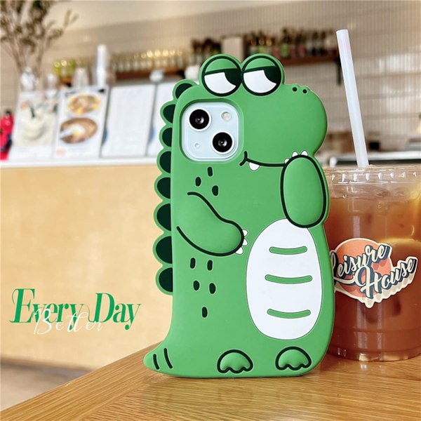 Til iPhone 14 Pro Max Cover - Sød, Silikon Kamera Linse Beskytter Cover 3D Retro Kawaii Beskyttende Telefon Covers til iPhone 14 Pro Max (Dinosaur Griner)