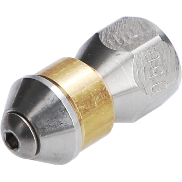 Trykkvaskspylespiss for rørrengjøring, roterende, 1/8\" IG innløp, 3 x 0,8 mm - 050, rustfritt stål/messing
