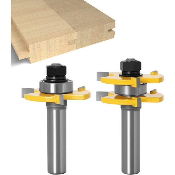 1/2\" (12,7 mm) Kö- och Spårfrässet 3-tandad T-formad Träfräsverktyg