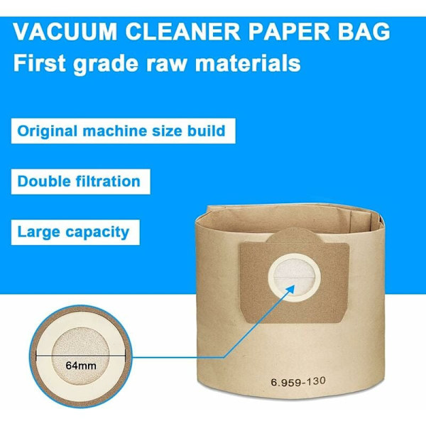 12-pack dammsugarpåsar för Karcher WD3 MV3 WD3P, Ersättning