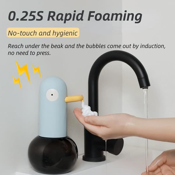 Automatisk skummende sæbedispenser, tegneserieand-formet håndsæbedispenser, design, præcis sensor