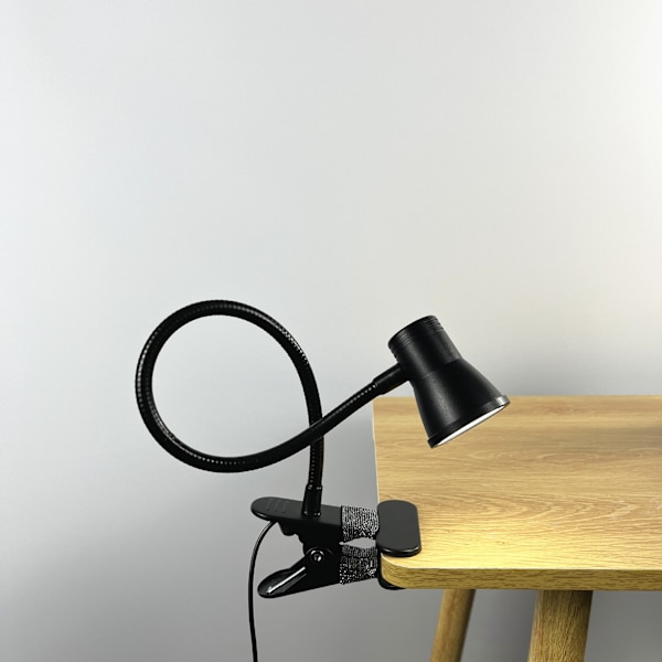 LED skrivebordslampe, 3 lysmoduser, USB-drevet øyevennlig nattlampe, 360° fleksibel klemmelampe for læring/arbeid/tatovering/lesing (svart)