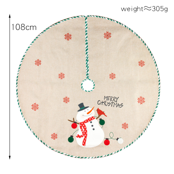 1 stk. Diameter 108CM Julepynt Linned Broderet Træskørt S