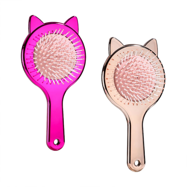 (Ombre-2pcs)Detangling Hair Brush Air cushion Comb Cute cat ear shape for Curly, Thick, Natural, Straight, Fine, Wet or