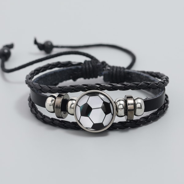 (Svart og hvitt) Justerbart fotballarmbånd i perler, p-design