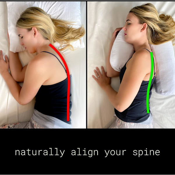 Side Sleeper Pillow | J Pillow til sidesove | Side Sleeper Pillow med ørehul | Svanepudeform | Nakke & Rygsøjle