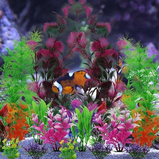 Plastakvarium planter, 23 stykker kunstige akvarium planter