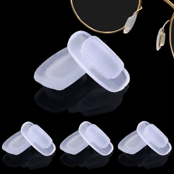 Nese pads for briller, 4 par erstatnings firkantede premium myke silikon - rektangelformede skyve/trykk-inn nese pads