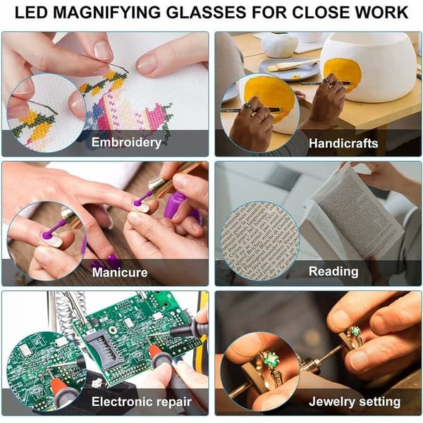 2 LED-valoa, lukulasit, handsfree-sininen valo suodattava lukulasit