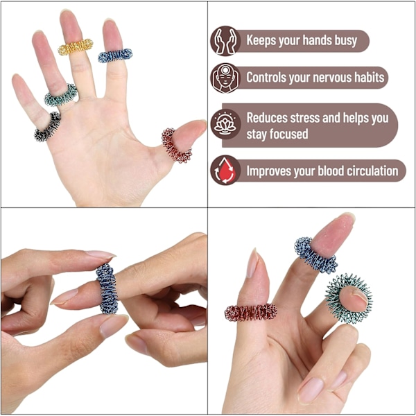 10-pak, piggede sensoriske ringe, stressreducerende fidget sensorisk legetøj, fidgetringe, fidgetring mod angst, stressreducerende ringe, lydløs stressreducerende ring
