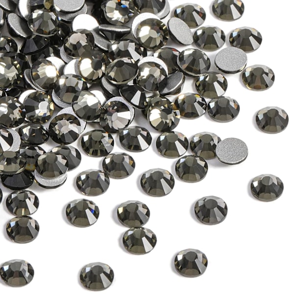 Litteät takapuoliset kristalliriipukset, pyöreät helmet kynsi- ja käsityöliimaan kiinnitettäväksi, musta timantti, 4 mm