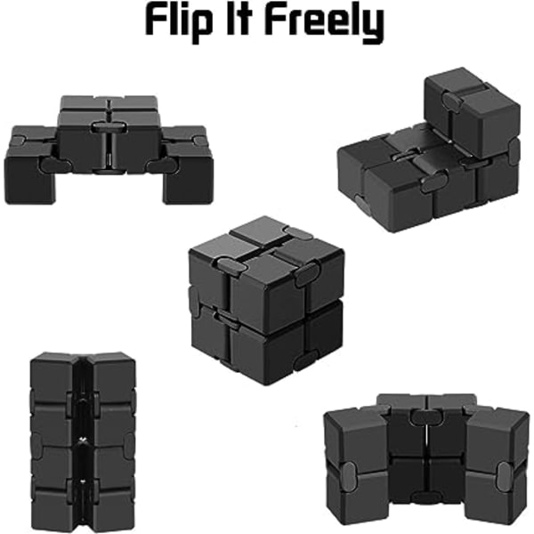 Infinity Cube Legetøj Decompression Cube (Sort), Fidget Finger Legetøj S