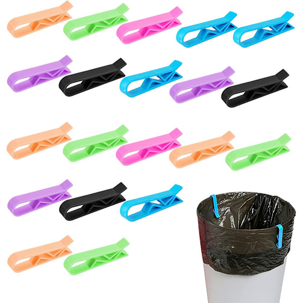20 st Sopbehållare Klämmor Plastklämmor Klämmhållare för Köksavfallssopbehållare Sopbehållare Klämma Slumpmässig Färg