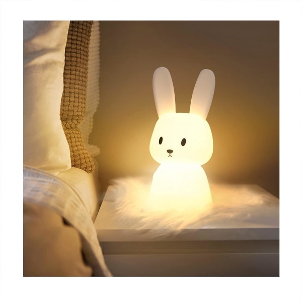 Baby Bunny Night Light med 7 lysændringer Tryk på kontrol USB-opladning
