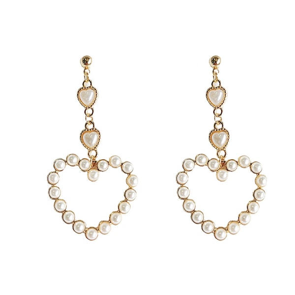 Elegante Æstetiske Fine Perle Sød Hjerteformet Drop Dangle Øreringe Brude Bryllup Fødselsdagsfest Valentinsdag Hjertegaver Smykker til Kvinder