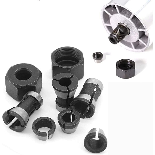Fræserchuck Adapter, Legering Chuck Adapter, Udskiftningschuck til Graveringsmaskine og Retvinklet Sliber, Spændeadapter (6mm 6.35mm 8mm)