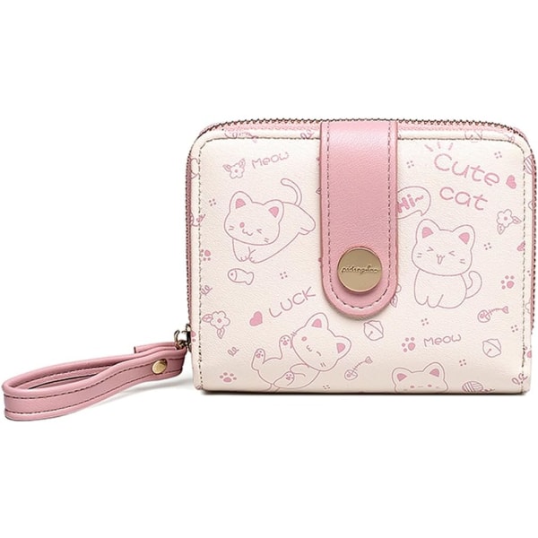 Fashion Kawaii Prints Cat Wallets with Exterior Zipper Around Co