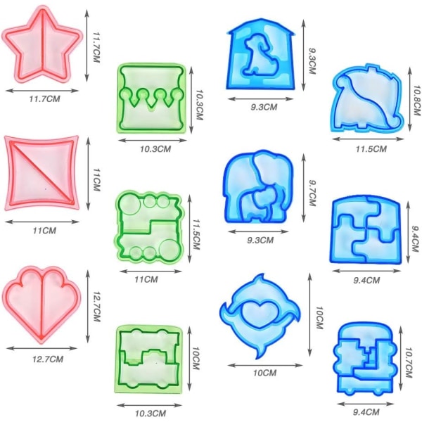 Sandwich udskærersæt 12 stk. Sandwich kage udstikkere, sandwich udskåret