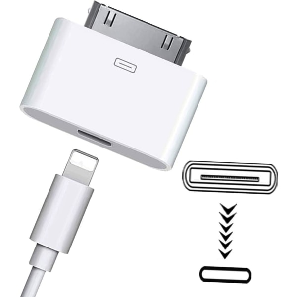 8-polet til 30-polet Lightning-adapter til iPhone, iPad... Hvid