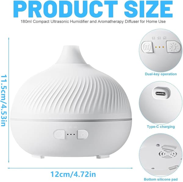 Elektrisk oljediffuser - USB-plugg, stillegående enhet, justerbar timerfunksjon, aromaterapi | Luftfukter for hjemmet