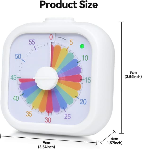 Visuell timer med pausfunktion, 60-minuters Pomodoro-timer för barn, kökstimer, för klassrum, studier, kök, tyst