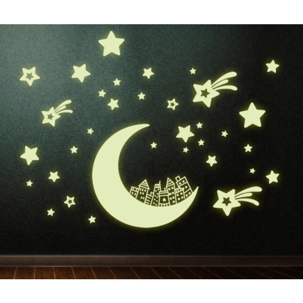 Ocean Moon Star Wall Stickers Night Light Wall Stickers Veggmaleri des