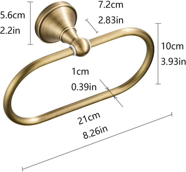 Opvaskklud Ring Håndklædeholder (Børstet Bronze) Oval Antik Messing T