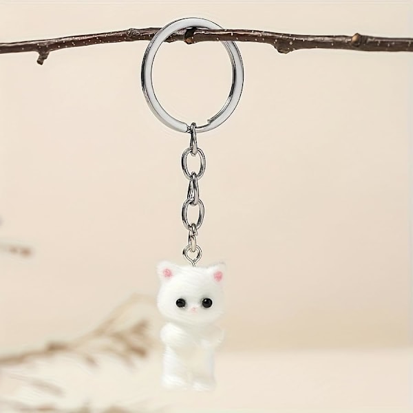 Katte-nøkkelring Y2K Søt Fuzzy Estetisk Kawaii Nøkkelringer charms Tilbehør til Veske Ryggsekk Lommebok Anheng Dekor