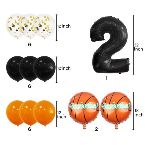 Digitale Basketball-elementer Bursdagsfestforsyninger - 5, Ballonger