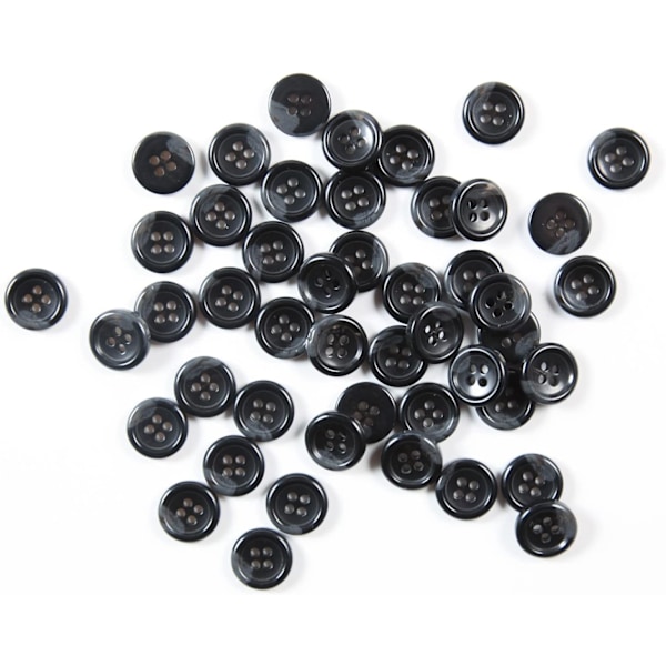 100 stk. Store 1,5 cm Svarte Knapper for Søm Rund Resin, 4 Hull Flatback Frakk Skjorte Genser Knapper DIY Klær 1,5 cm Bulk