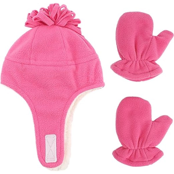 Beanie (S) i varm fleece til baby dreng pige vinter pilot hat og M