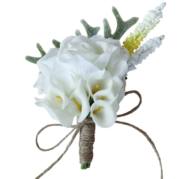 2 stk hvite små Calla Lily tre-corsager i vestlig stil