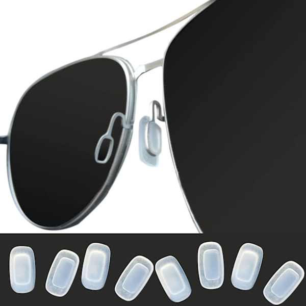 Nese pads for briller, 4 par erstatnings firkantede premium myke silikon - rektangelformede skyve/trykk-inn nese pads