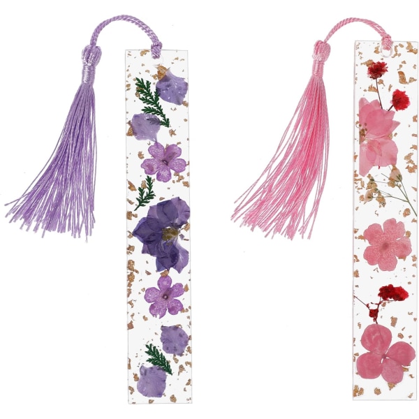 2-pack Hartsbokstäcken i Resin (Stil 1) Transparent Handpressade Torkade Blommor