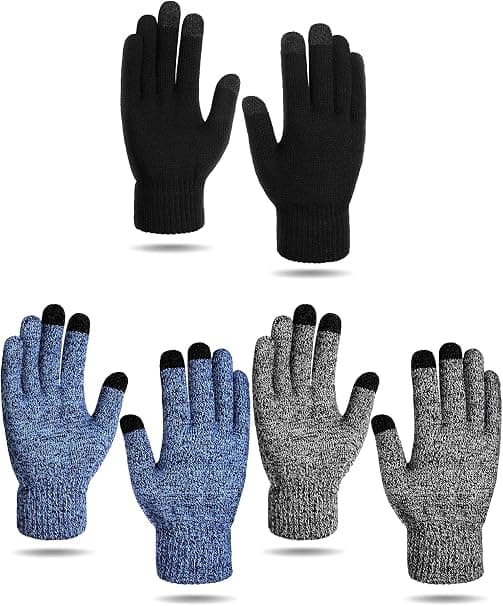 3 Par Touchscreen Handsker, Fleeceforet, Vindtætte, Strækbare, S