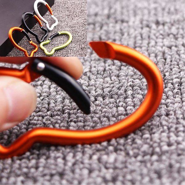 4 stk. nøkkelringklips formet som fiskebein, mini karabinkrok - 7,6 cm aluminium slitesterk hurtigutløser automatisk låsing fjærbelastet for hjemmebruk, bobil, camping, fiske, fotturer