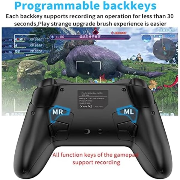 Bluetooth-controller til Switch/Mac/PC/Steam/mobiltelefon/iOS/Android//TV/iPad/bord/Apple Arcade MFi-spil, switch pro