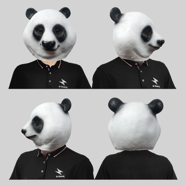 Fest Halloween Kostume Fest Panda Dyrehoved Latex Maske