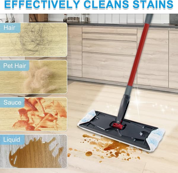 Mopperstatningsputer for Ocedar H2prO Flat Mop, 4-pakning mopprefiller -O-Cedar H2pro Flat Mop, maskinvaskbare gjenbrukbare mikrofibermopphoder