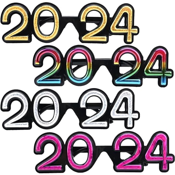 4 stycken 2024 tredimensionella Gott Nytt År-glasögon, utsökta