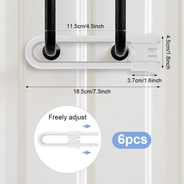Barnsäkerhetsspärr, 6 st barnskåpsspärr - U-formad barnspärr