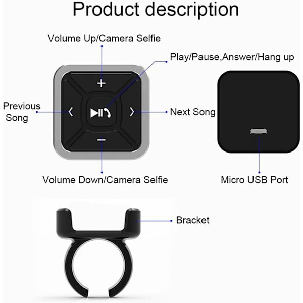 Styrehjulsstyring Media-knapp, Trådløs Bluetooth 5.0 Bil P