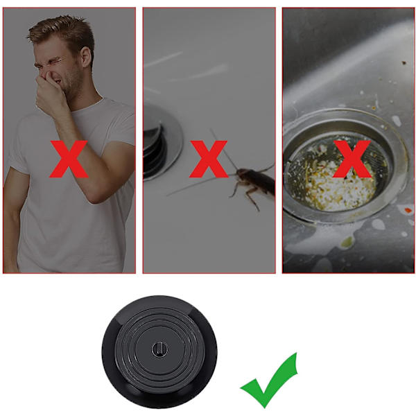 Set med 2 silikonproppar för badkar (svart) diameter 15 cm för kök