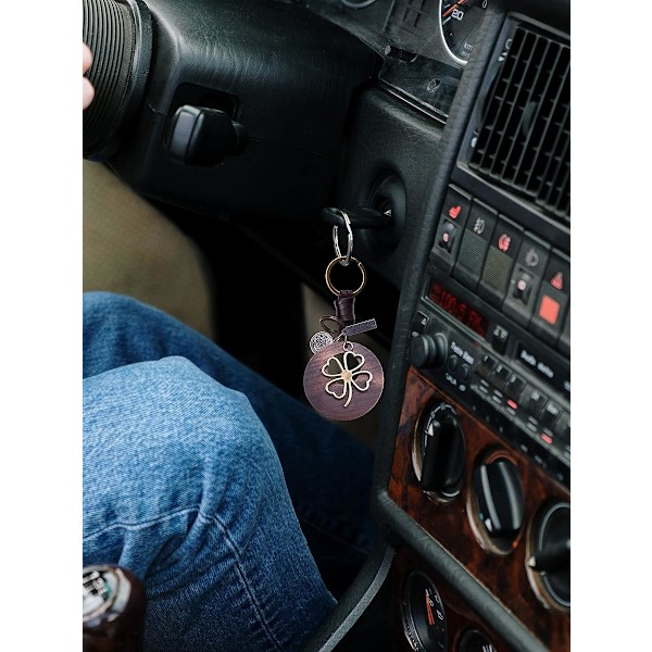 Onnen Avaimenperälahja Naisille ja Miehille Nahkainen Avaimenperä Koti Auto Oven Avaimet Pidike Tytölle ja Pojalle Onnekas Lahja
