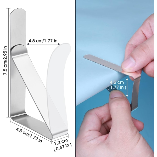 Pöytäliinanpidikkeet, 30 kpl Ruostumattomasta Teräksestä Valmistettuja Pöytäliinan Kiinnittimiä