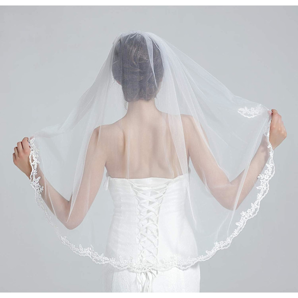 Ocean Bridal BryllupsSlør 1 Lag Enkelt Elfenbenshvitt Med Metallkam